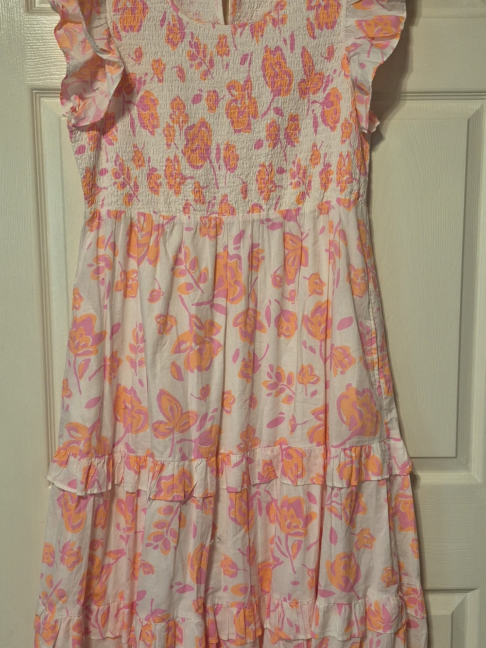 Vineyard Vines Pink & Orange Floral Ruffle Maxi Dress